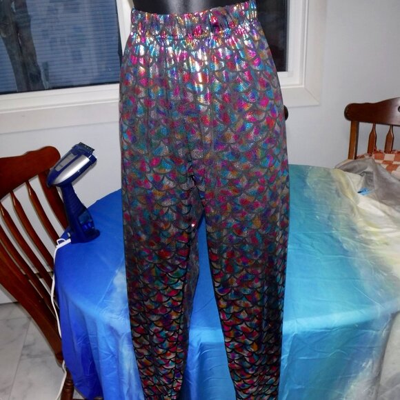 ONE SIZE FITS ALL multicolour mermaid party pants (up to size US 3X) - Picture 1 of 4